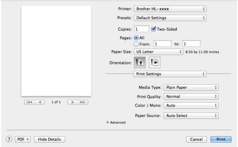 BROTHER HL-L9200CDWT - Print Settings - 1