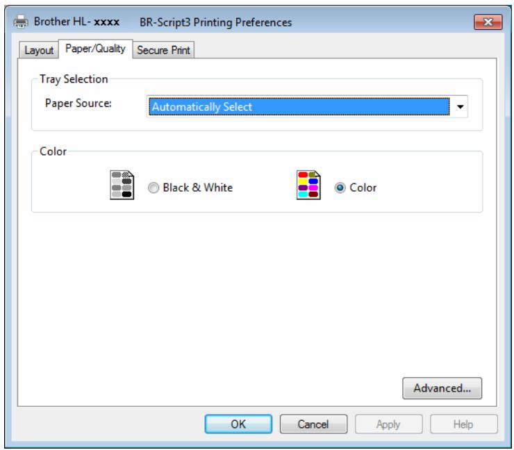 BROTHER HL-L9200CDWT - Paper/Quality tab - 1
