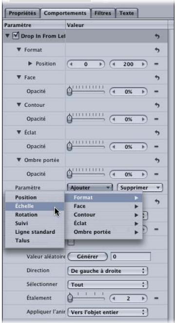 APPLE MOTION 3 - Ajout ou suppression de paramètres du comportement Séquence de texte - 1