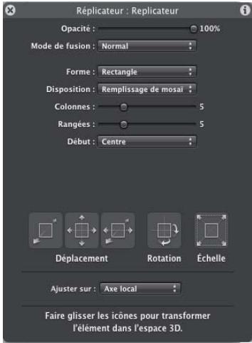 APPLE MOTION 3 - Paramètres disponibles dans la palette du réplicateur - 2