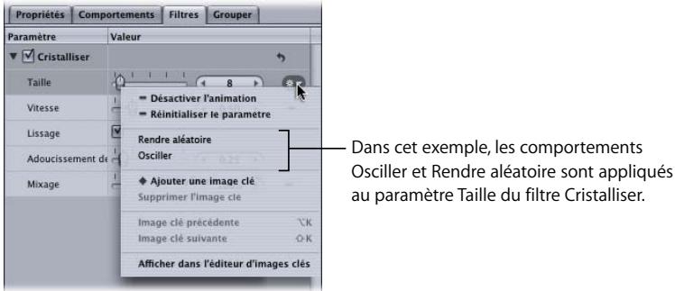 APPLE MOTION 3 - Emplacement des comportements Paramètre - 3