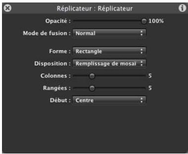 APPLE MOTION 3 - Paramètres disponibles dans la palette du réplicateur - 1