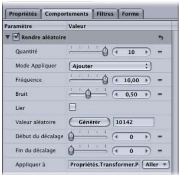 APPLE MOTION 3 - Pour appliquer un comportement Paramètre au générateur Étoile : - 2