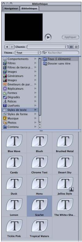 APPLE MOTION 3 - Pour appliquer un style de texte à partir de la Bibliothèque : - 1