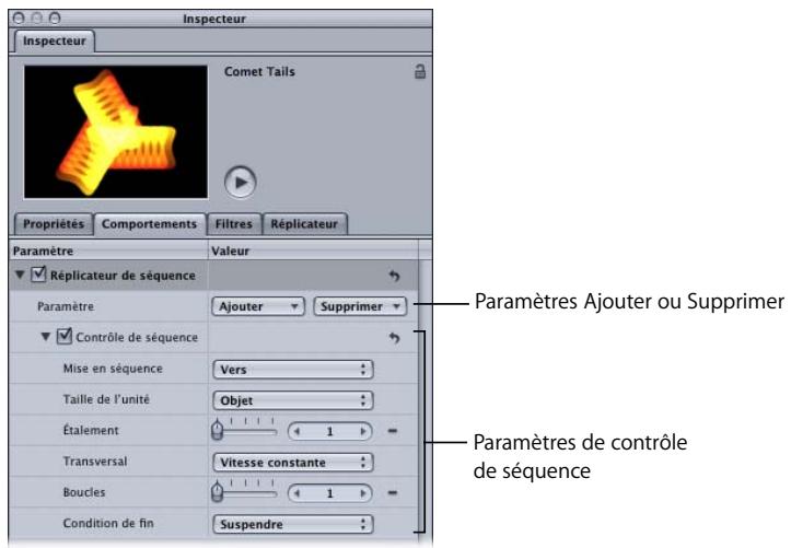 APPLE MOTION 3 - Pour appliquer un comportement de séquence à un réplicateur, effectuez l'une des opérations suivantes : - 1