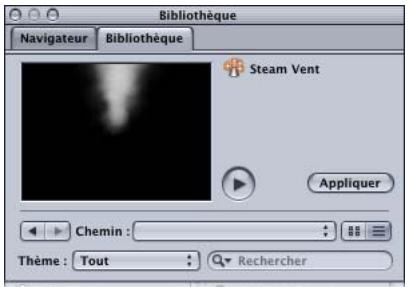 APPLE MOTION 3 - Pour ajouter un système de particules à partir de la Bibliothèque : - 1