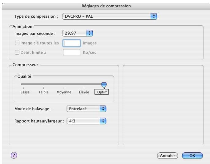 APPLE MOTION 3 - Pour modifier les options d'exportation vidéo avancées : - 1
