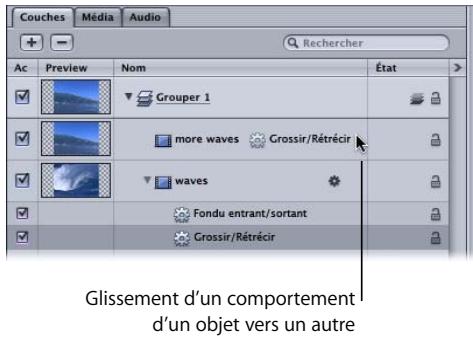 APPLE MOTION 3 - Pour coller un comportement : - 2