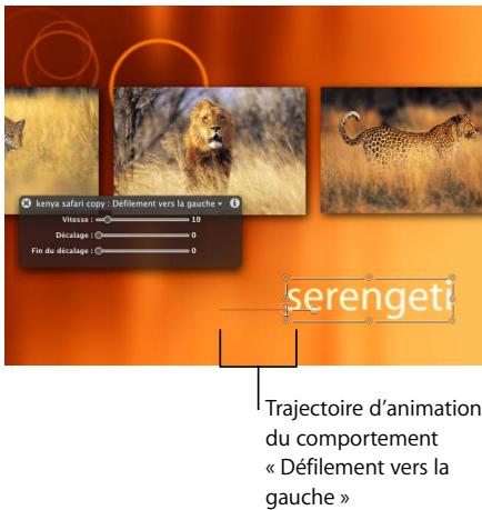 APPLE MOTION 3 - Pour utiliser le comportement Défilement vers la gauche : - 1