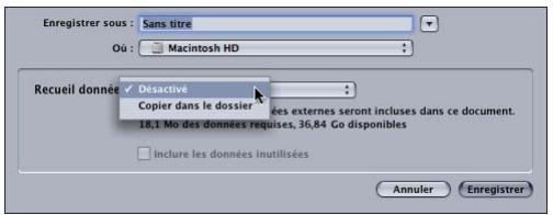 APPLE MOTION 3 - Pour utiliser la fonction d'enregistrement Recueil données : - 1