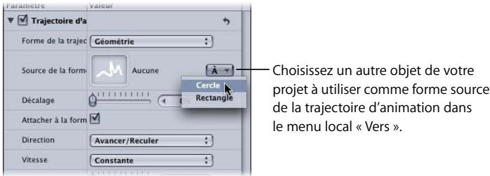 APPLE MOTION 3 - Pour sélectionner une autre forme Géométrie comme source d'une trajectoire d'animation : - 1