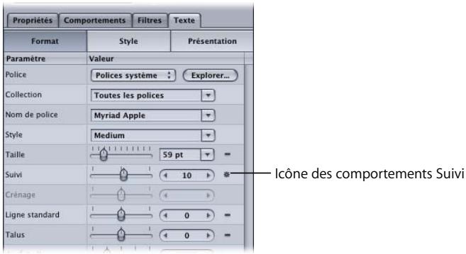 APPLE MOTION 3 - Pour utiliser le comportement Suivi du texte : - 2