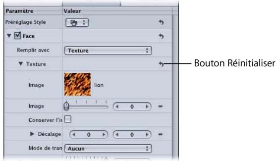 APPLE MOTION 3 - Pour supprimer une texture, procédez de l'une des manières suivantes : - 1