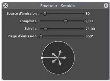 APPLE MOTION 3 - Pour modifier l'apparence des particules à l'aide de la palette de l'émetteur : - 1