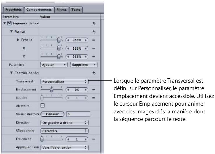 APPLE MOTION 3 - Pour utiliser l'option Personnaliser du paramètre Transversal : - 3