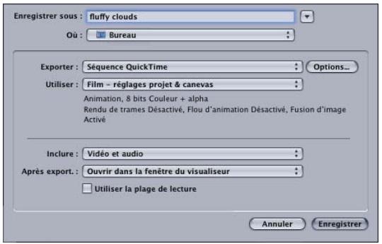 APPLE MOTION 3 - Pour transformer les éléments sélectionnés en vue de leur exportation : - 1