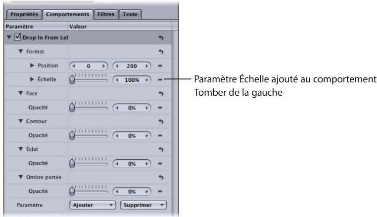 APPLE MOTION 3 - Ajout ou suppression de paramètres du comportement Séquence de texte - 2