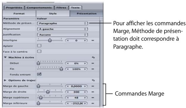 APPLE MOTION 3 - Options de marge - 1