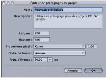 APPLE MOTION 3 - Pour créer un nouveau préréglage personnalisé : - 1