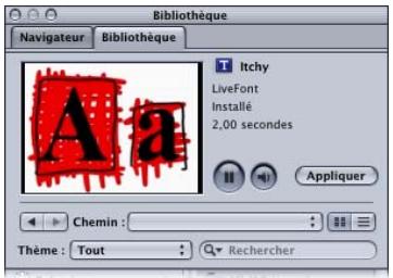 APPLE MOTION 3 - Pour prévisualiser les polices LiveFonts : - 1
