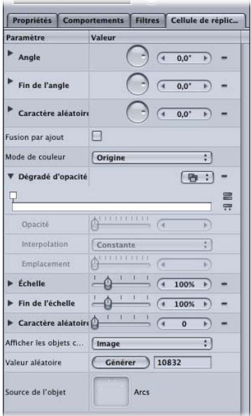 APPLE MOTION 3 - Pour afficher les contrôles de cellule pour un réplicateur à une seule cellule : - 2