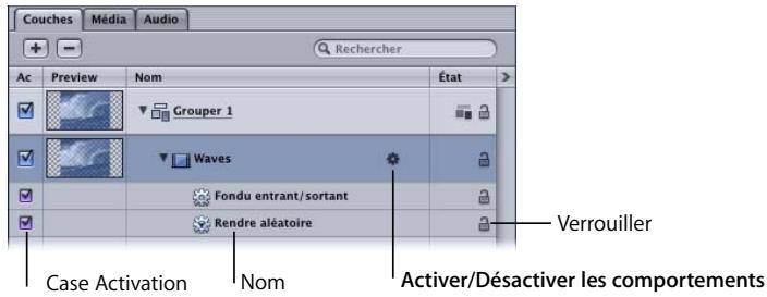 APPLE MOTION 3 - Activation, rebaptisation et verrouillage de comportements - 1