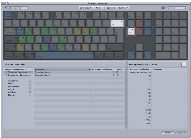 APPLE MOTION 3 - Pour rechercher un raccourci clavier : - 1