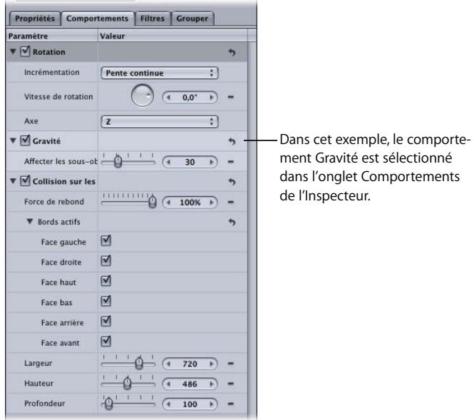 APPLE MOTION 3 - Pour supprimer un comportement d'un objet : - 1