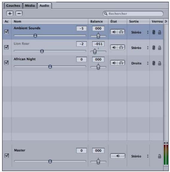 APPLE MOTION 3 - Onglet Audio - 1
