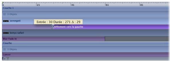 APPLE MOTION 3 - Pour modifier le point d'entrée du comportement Défilement vers la gauche : - 2