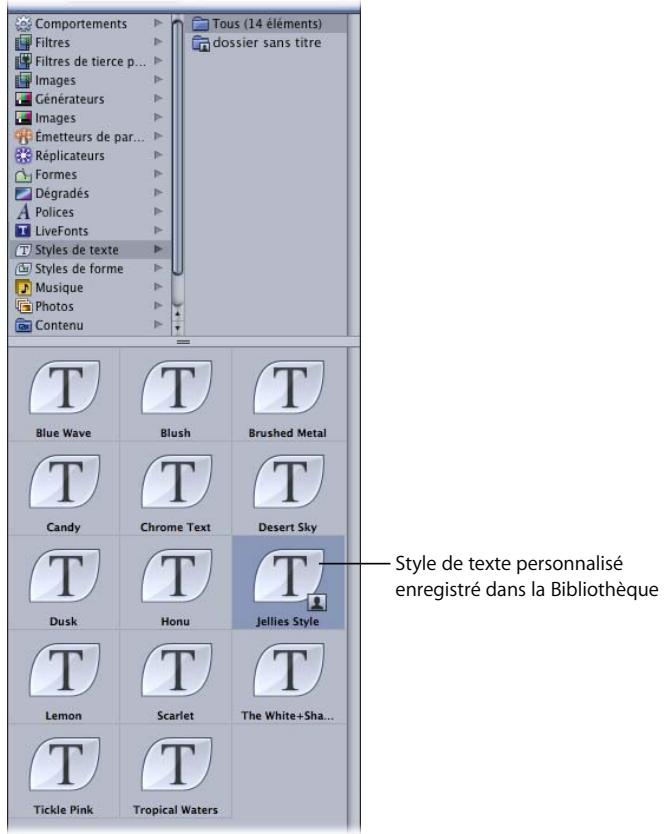 APPLE MOTION 3 - Pour enregistrer dans la Bibliothèque un style de texte modifié : - 2
