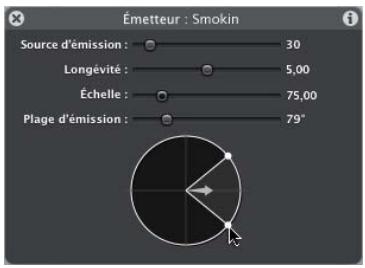 APPLE MOTION 3 - Pour modifier l'apparence des particules à l'aide de la palette de l'émetteur : - 3