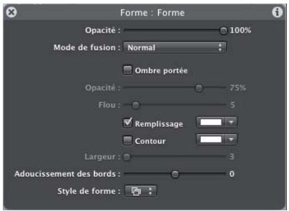 APPLE MOTION 3 - Paramètres de forme disponibles dans la palette - 1