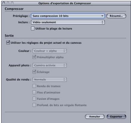 APPLE MOTION 3 - Pour exporter un projet à l'aide de Compressor à partir de Motion : - 1