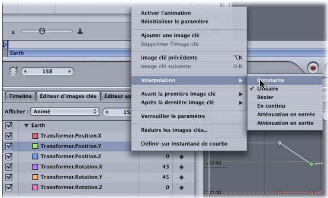 APPLE MOTION 3 - Pour changer la méthode d'interpolation d'un paramètre entier : - 1