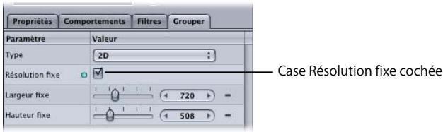 APPLE MOTION 3 - Pour fixer la résolution d'un groupe : - 1
