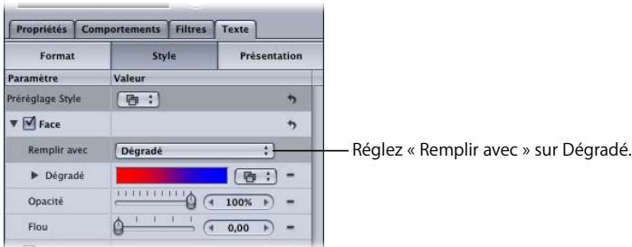 APPLE MOTION 3 - Pour appliquer un dégradé à un texte : - 1