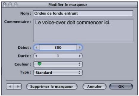 APPLE MOTION 3 - Pour modifier les informations d'un marqueur : - 1