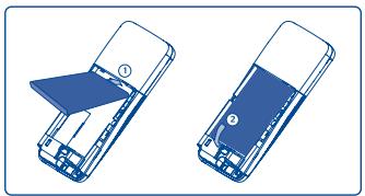 ALCATEL OT-C550 - Inserting and removing the battery - 1