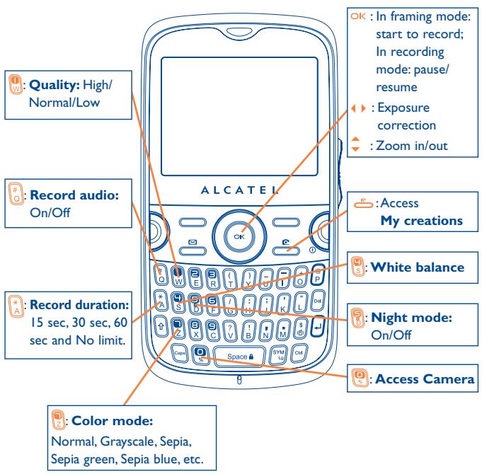 ALCATEL ONE TOUCH CHROME - Video setting while in framing mode - 1