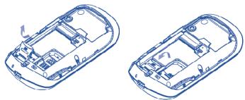 ALCATEL OT-708 - Вставлення і вилучення картки пам'яті - 1