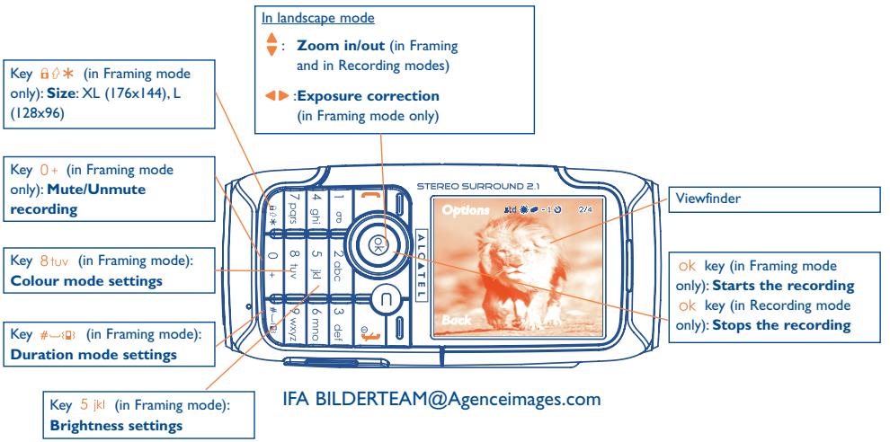 ALCATEL OT-S853A - Video settings (direct access): - 1