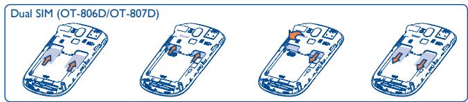 ALCATEL OT-807A - Inserting or removing the SIM card ^(1) - 2