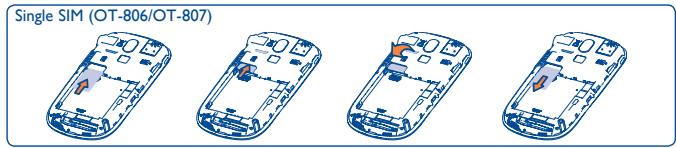 ALCATEL OT-807A - Inserting or removing the SIM card ^(1) - 1