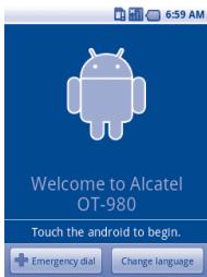 ALCATEL OT-980 - Set up your phone for the first time - 1