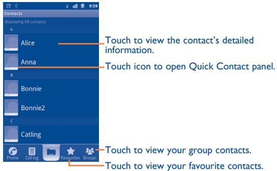 ALCATEL ONE TOUCH 995 - Consult your Contacts - 1