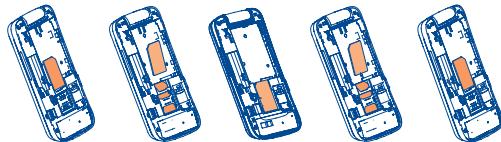 ALCATEL 2010/2010D/2010G - Inserting and removing the SIM card ^(1) - 2