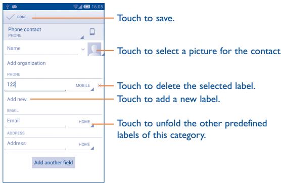 ALCATEL IDOL S (BS 472/ULTIM4) - Adding a contact - 1