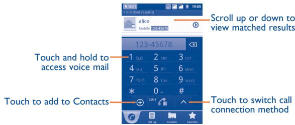 ALCATEL ONE TOUCH 903/903D - Placing a call - 1