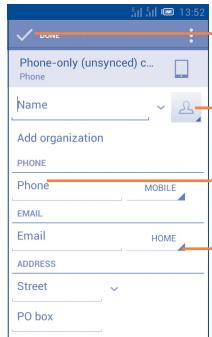 ALCATEL ONE TOUCH MPOP - Adding a contact - 1